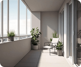 Современный интерьер узкого балкона