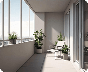 Современный интерьер узкого балкона